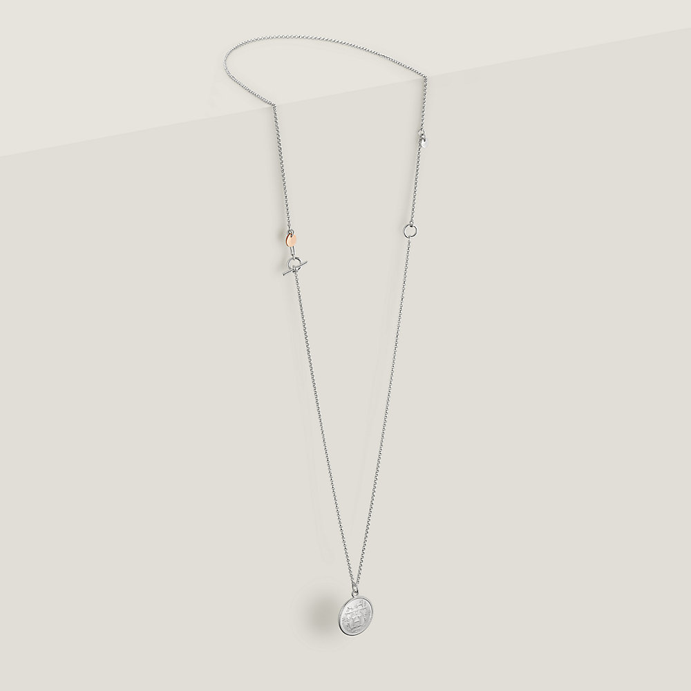 Silver Zebra Necklace Leather HERMES アクセサリー Boucle Hermès | Silver - model small necklace, Inflexible Sellier アクセサリー
